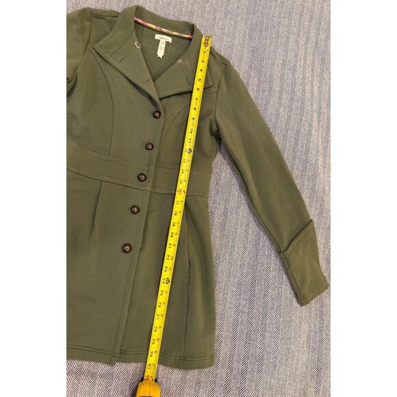 Matilda Jane XS Olive Green Button-Up Jacket With Pleated Back & Waist Tie Detai - Picture 8 of 9